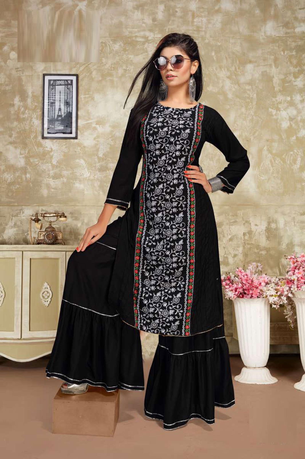 Fly Free Nexa Fancy Festive Wear Rayon Printed Kurti With Sharara Collection
